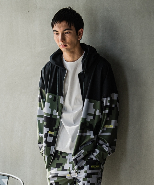 digital camo drop zip hoodie
