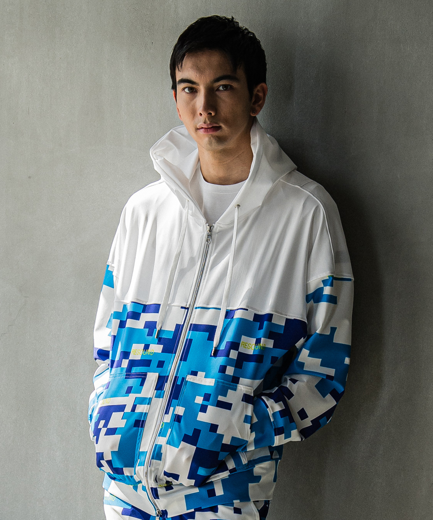 digital camo drop zip hoodie