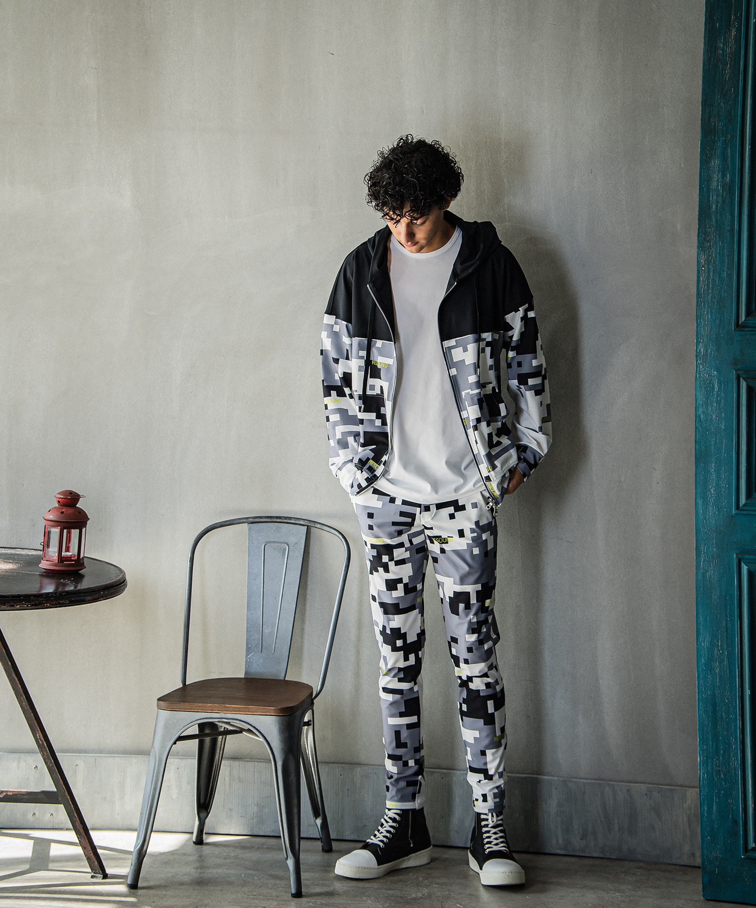 digital camo drop zip hoodie