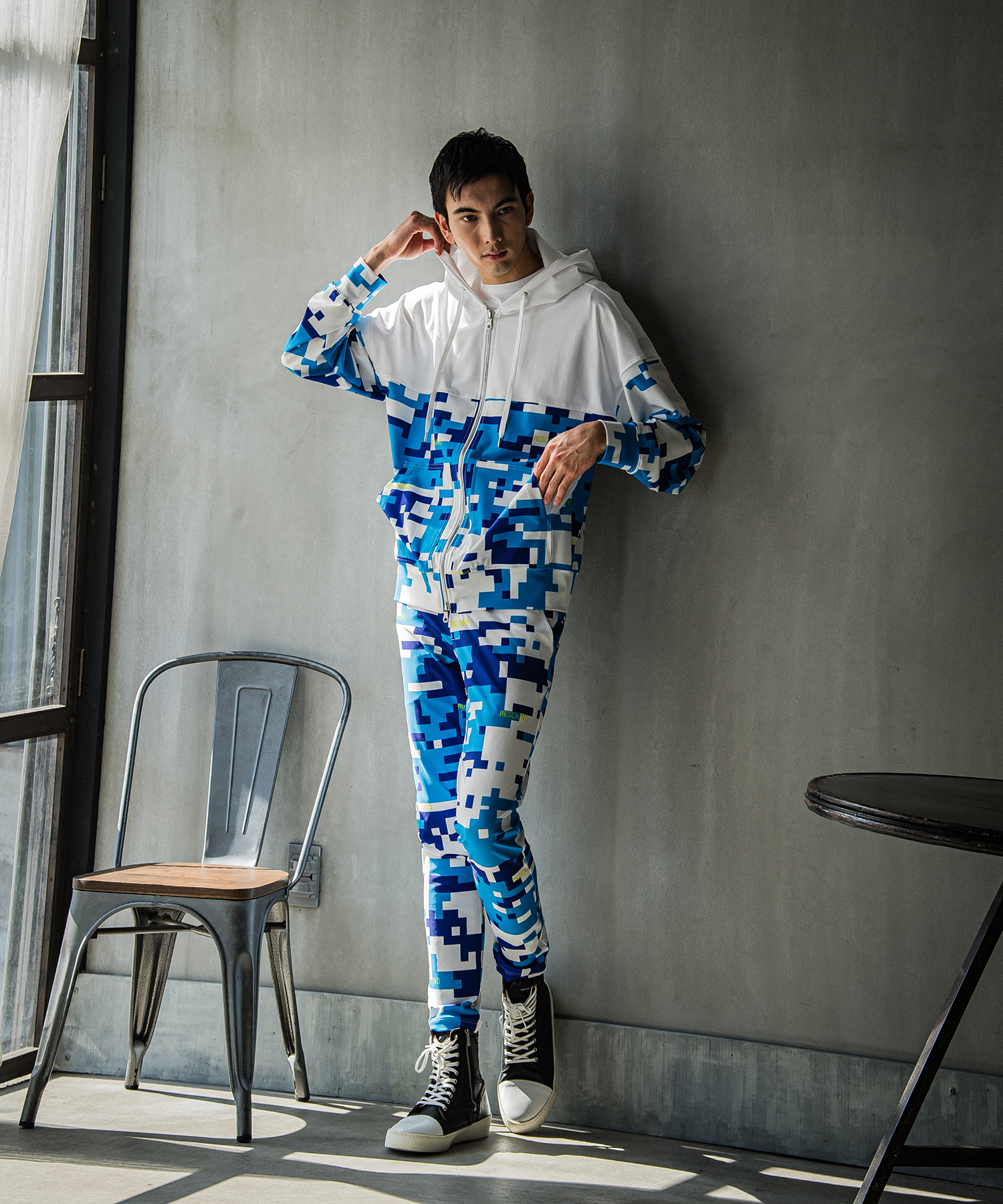 digital camo drop zip hoodie