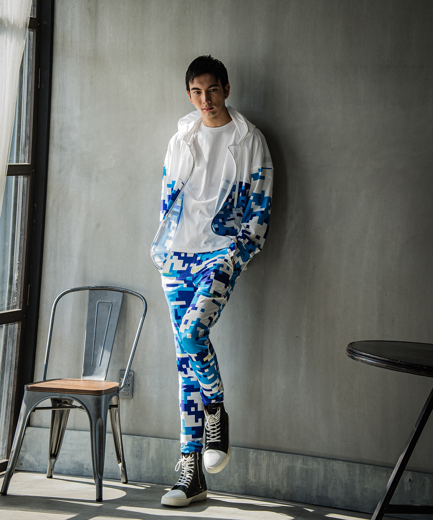 digital camo drop zip hoodie