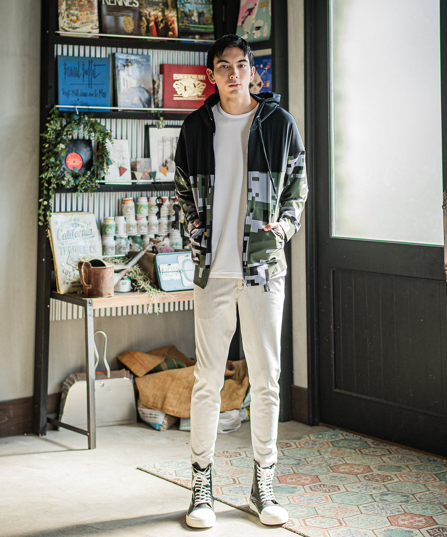 digital camo drop zip hoodie