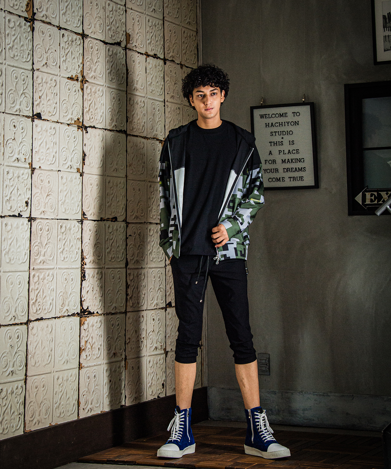 digital camo drop zip hoodie