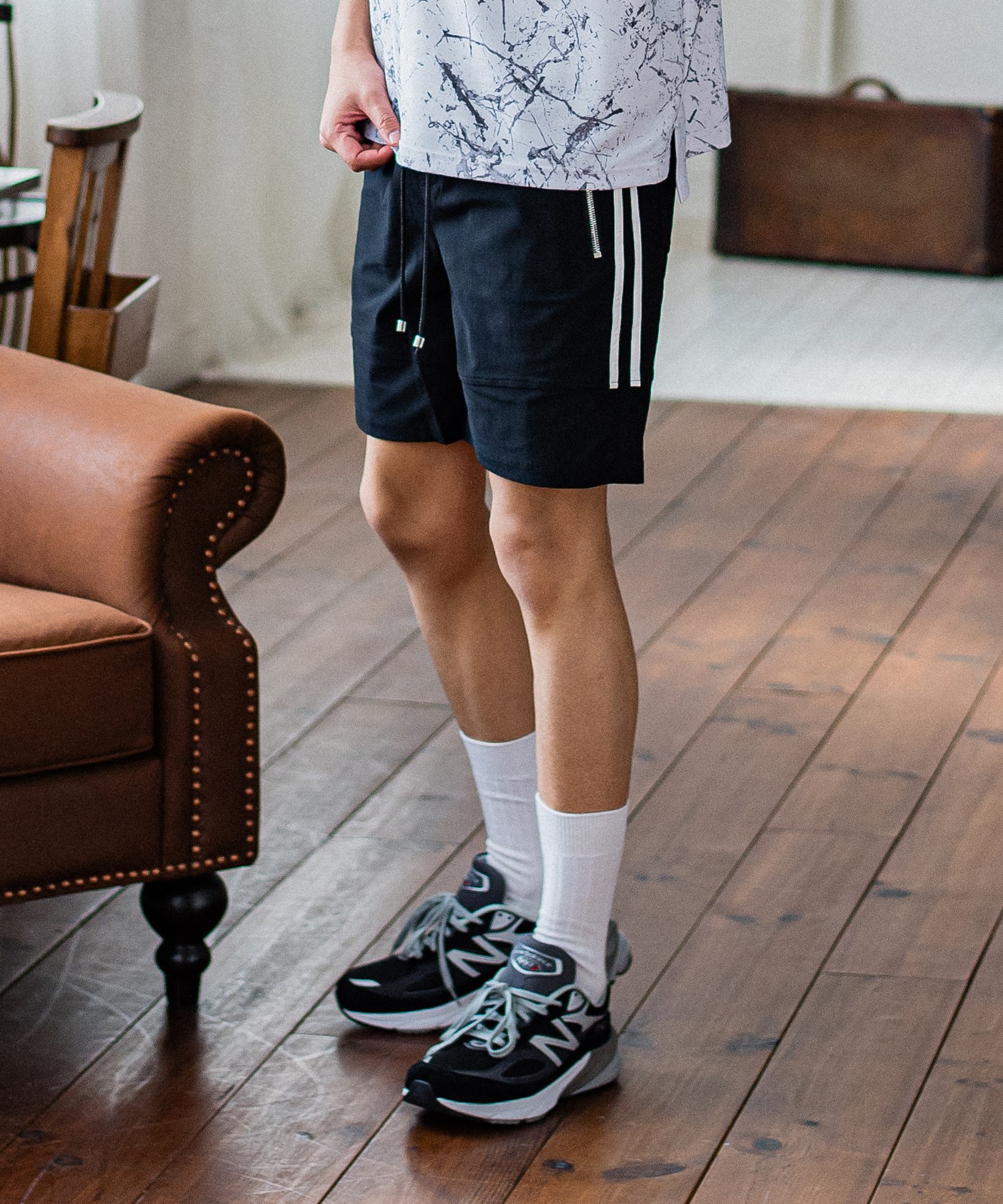 【美品】RESOUND CLOTHING／ジョンソン ナイロン ハーフパンツ RESOUND CLOTHING - JOHNSON NYLON HP / サイドライン ナイロン