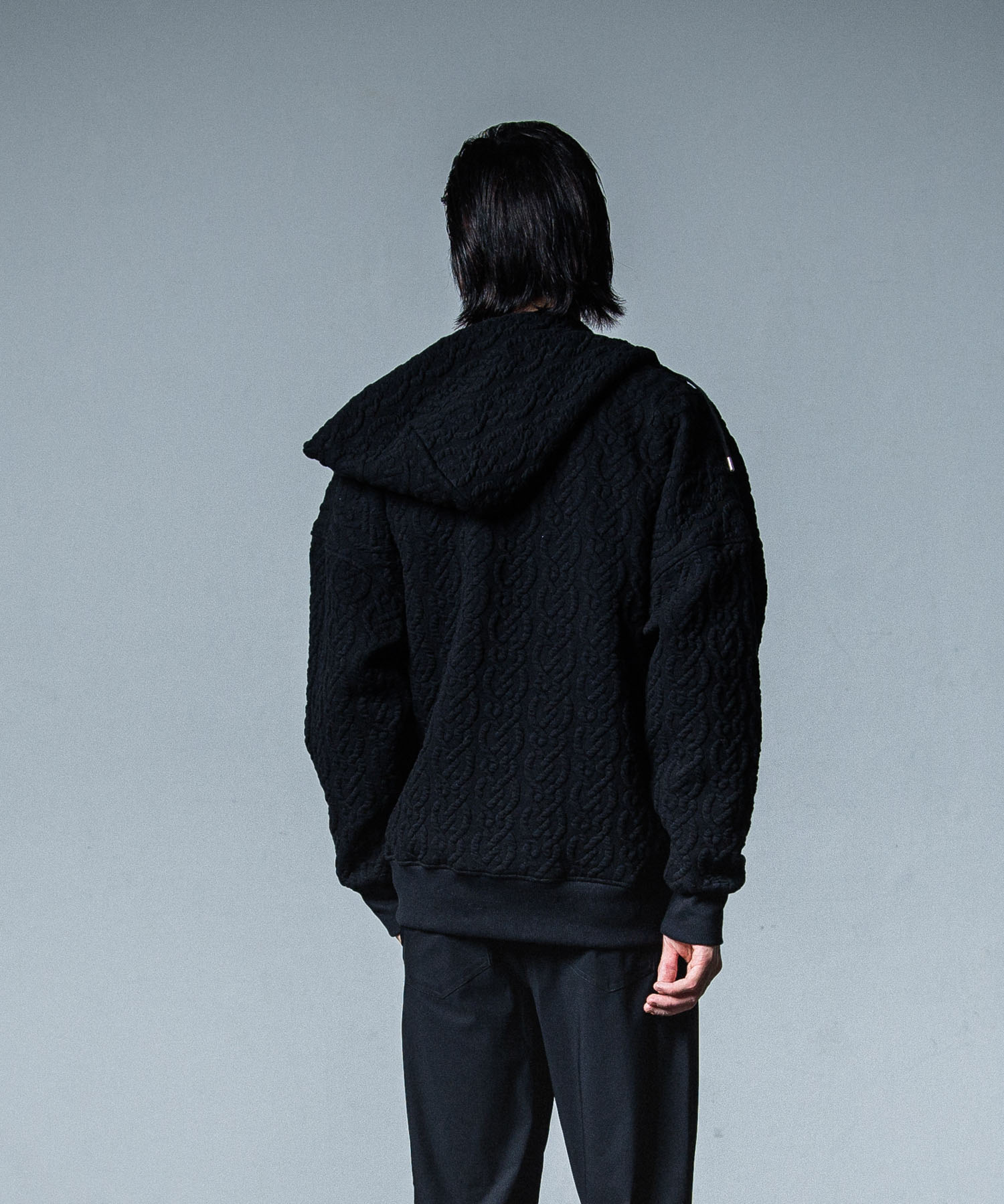 cable drop zip hoodie