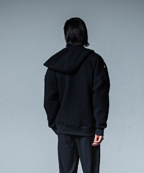 cable drop zip hoodie