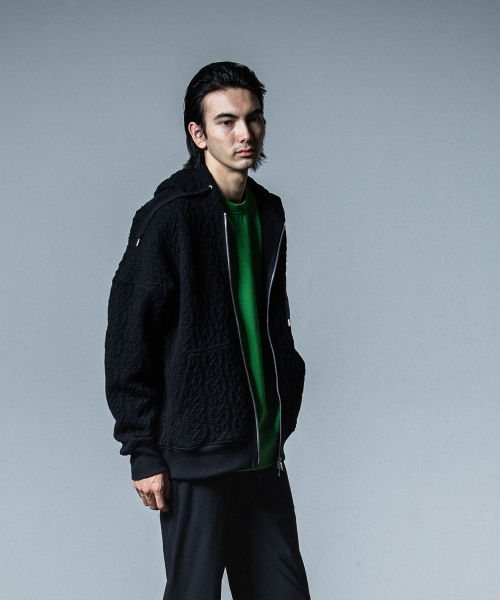 cable drop zip hoodie