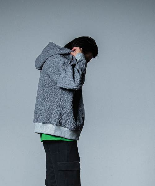 cable drop zip hoodie