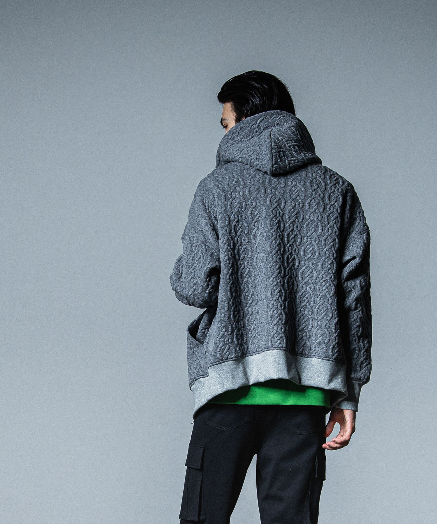 cable drop zip hoodie