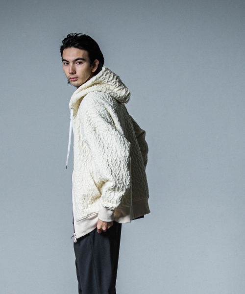 cable drop zip hoodie