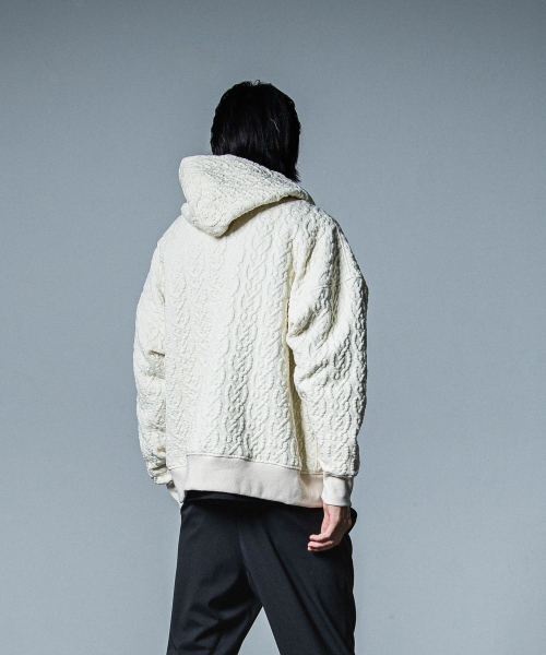 cable drop zip hoodie