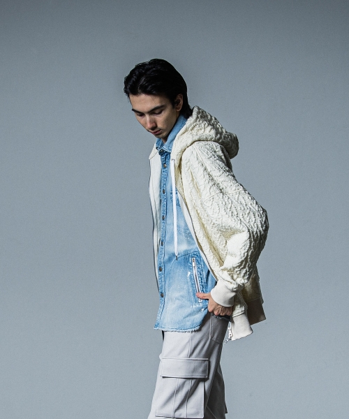 cable drop zip hoodie