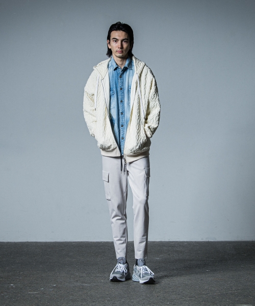 cable drop zip hoodie