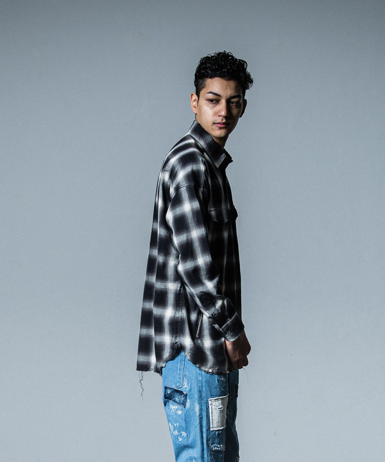 OVER gown CHECK shirts