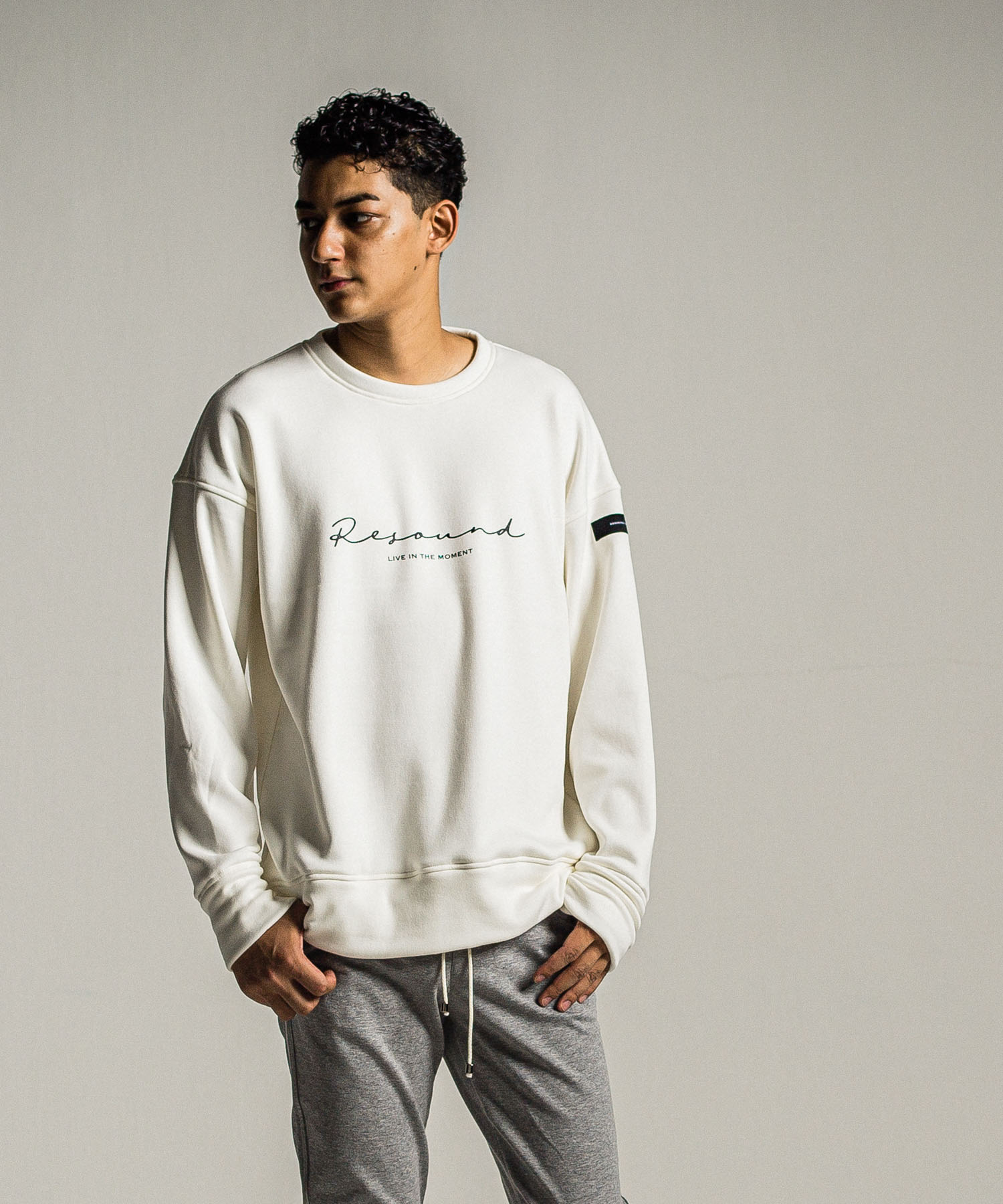 handwriting rogo velours fleece drop trainer