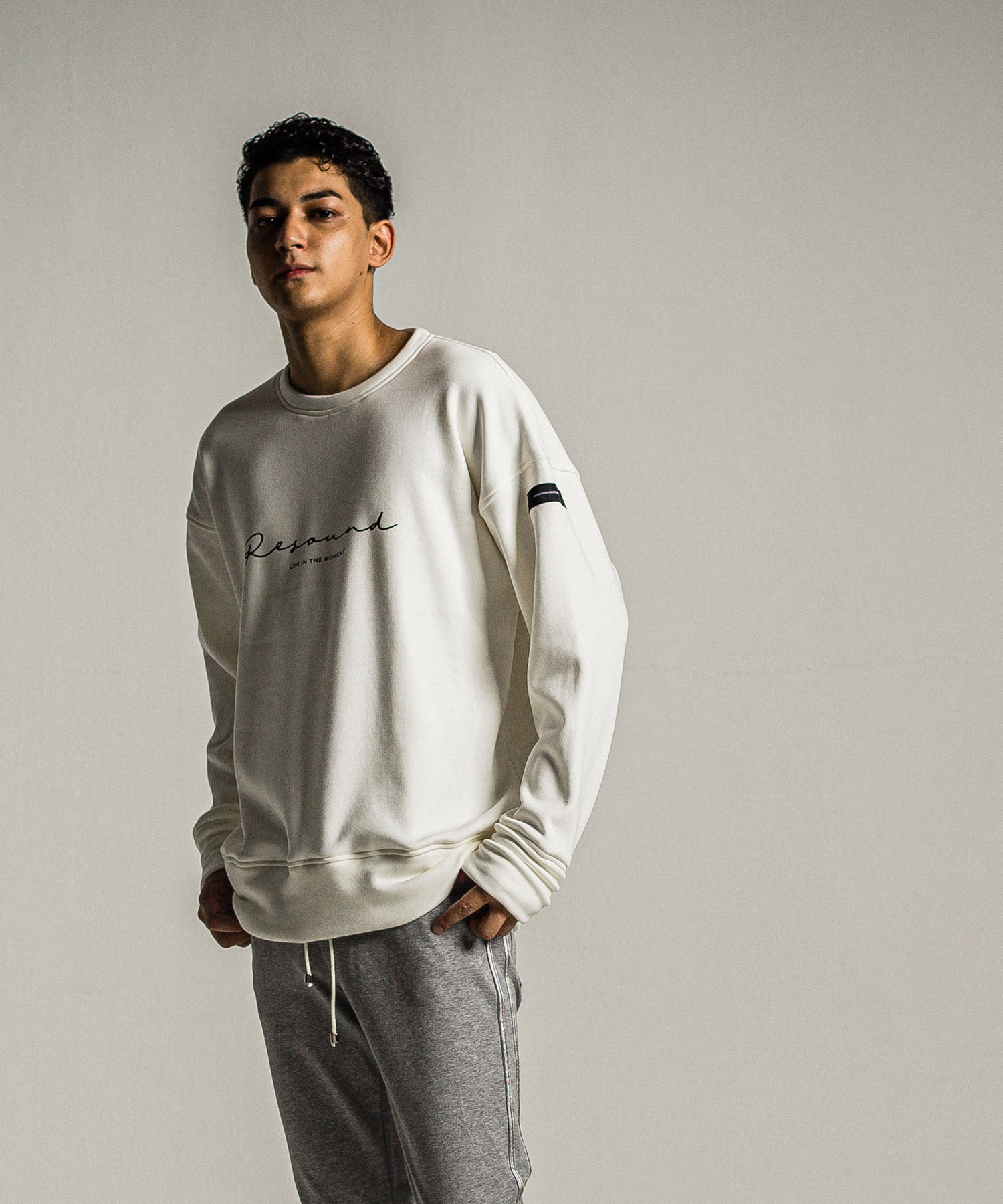 handwriting rogo velours fleece drop trainer