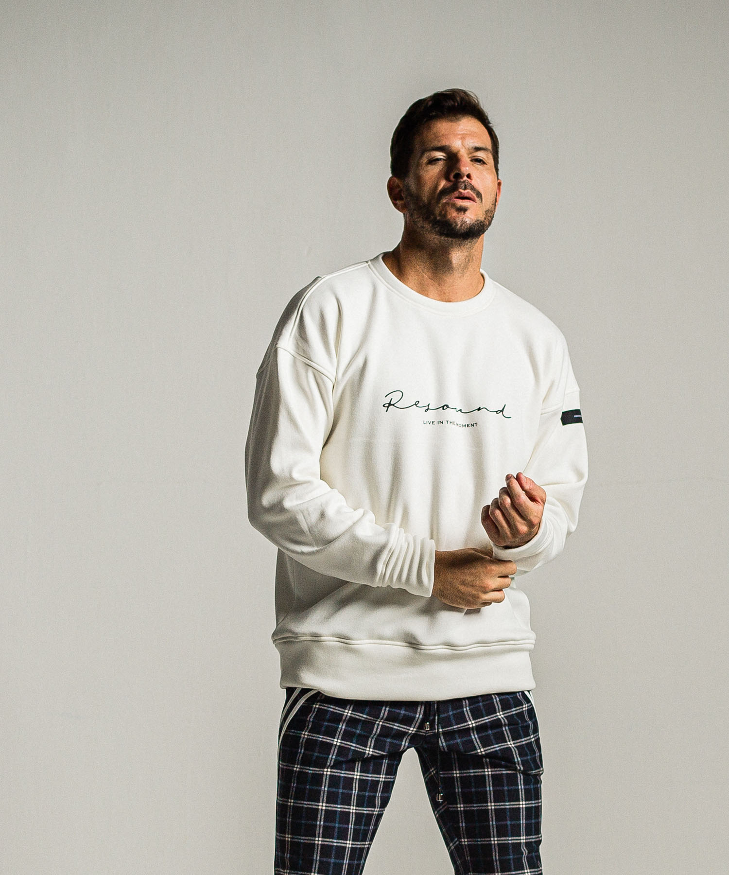 handwriting rogo velours fleece drop trainer
