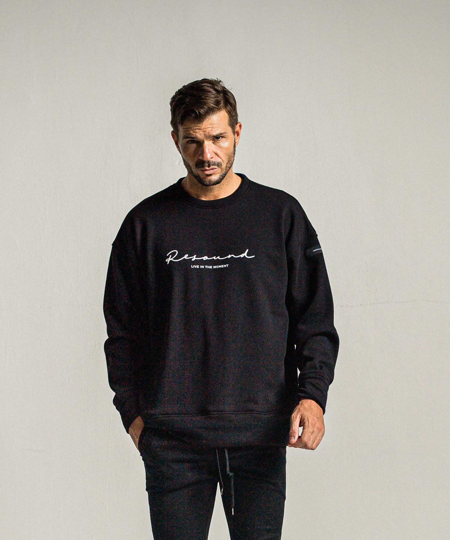 handwriting rogo velours fleece drop trainer