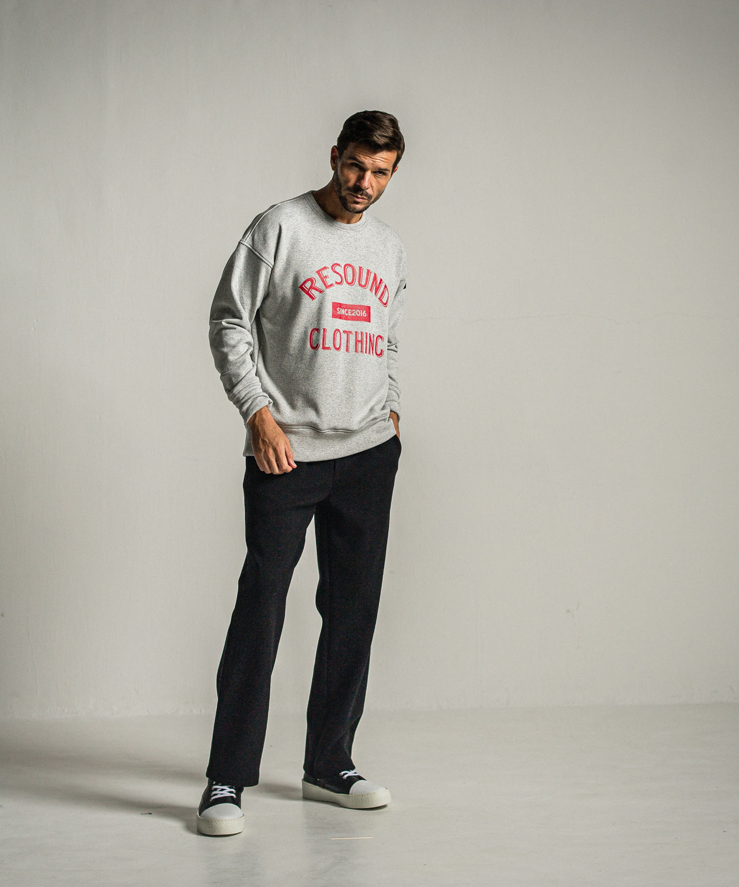 college velours fleece drop trainer