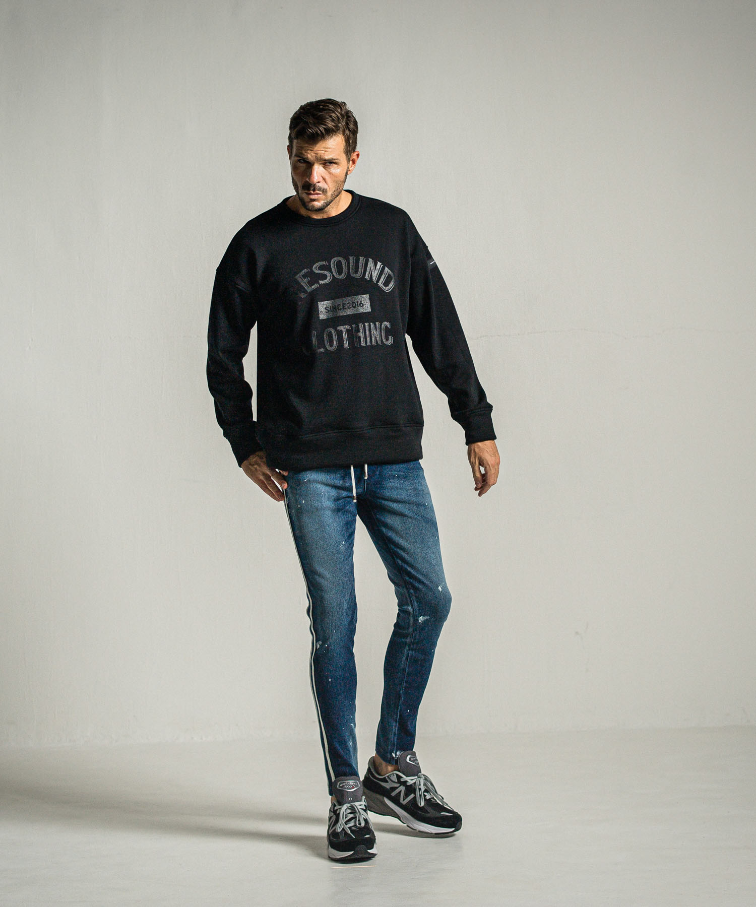 college velours fleece drop trainer