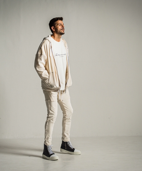 veloursfleece zip loose hoodie