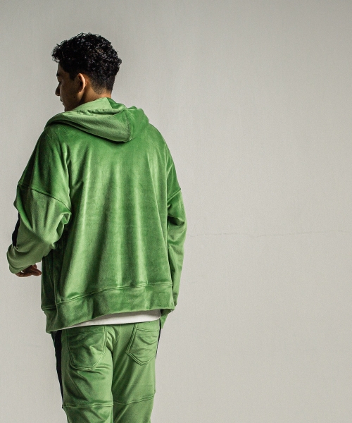 veloursfleece zip loose hoodie