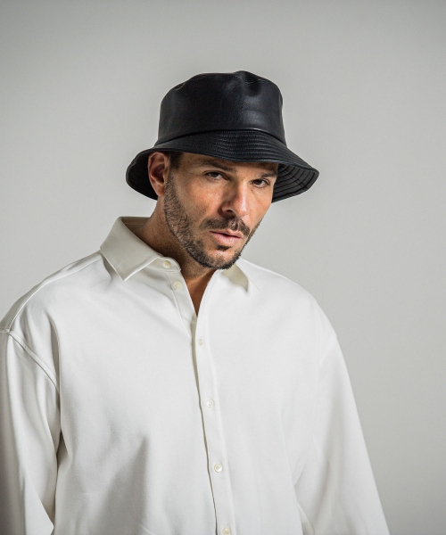 LEATHER bucket hat