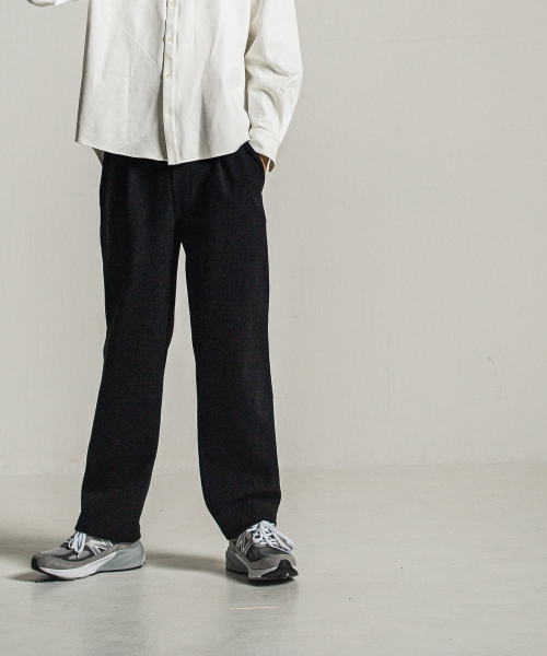 MELTON WIDE TUCK PANTS
