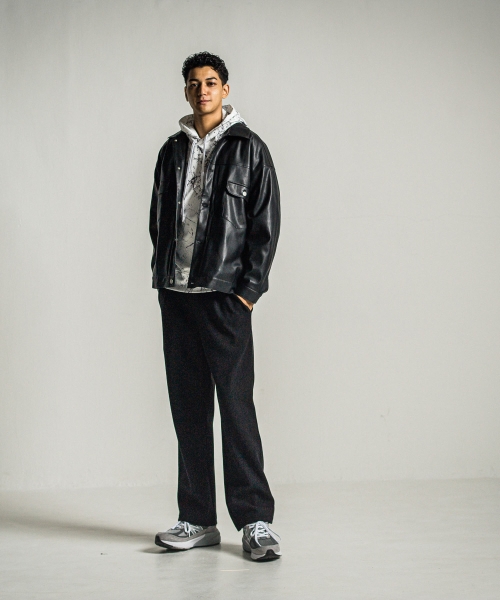 MELTON WIDE TUCK PANTS