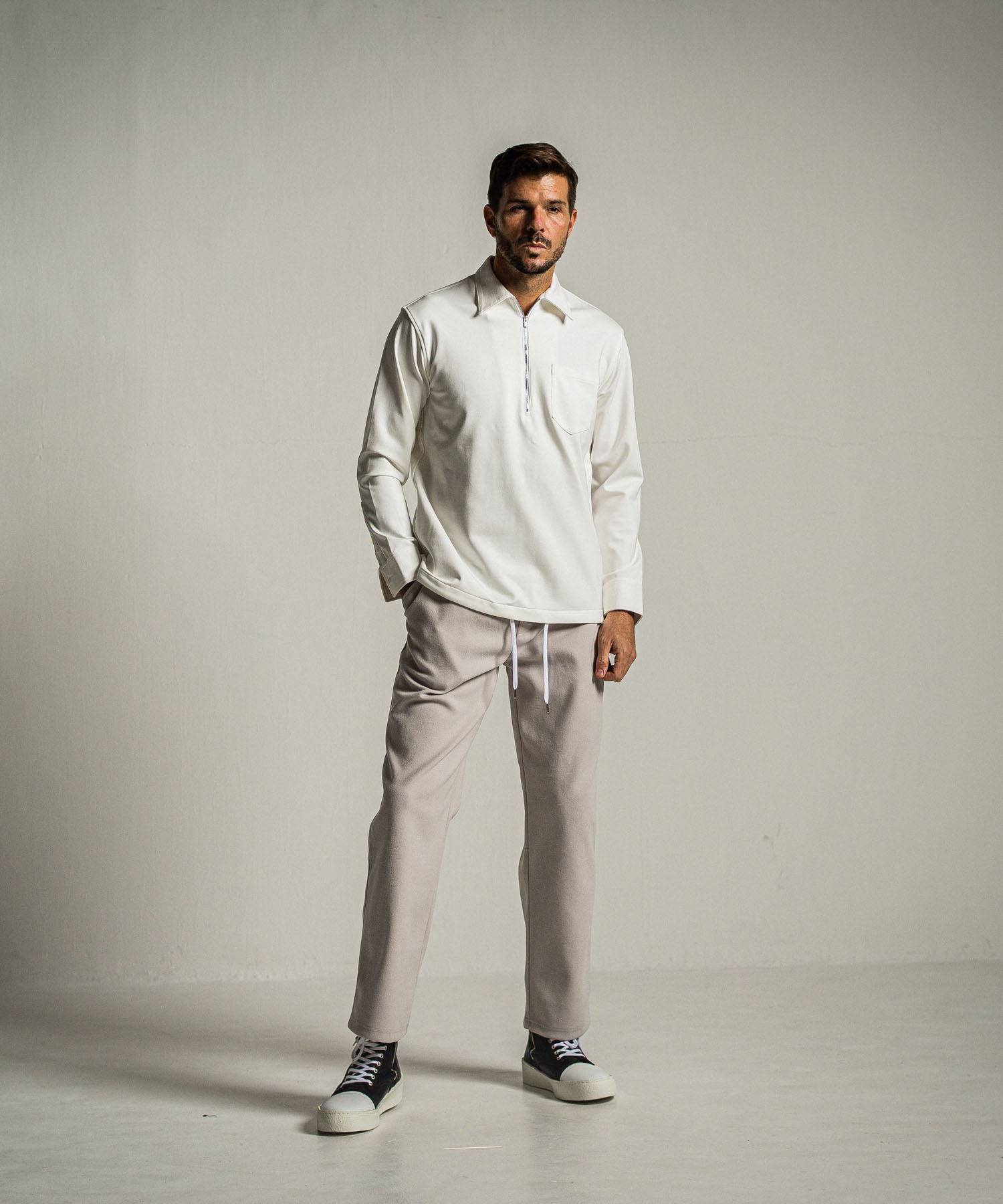 MELTON WIDE TUCK PANTS