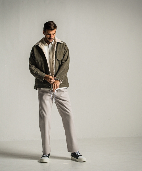 MELTON WIDE TUCK PANTS