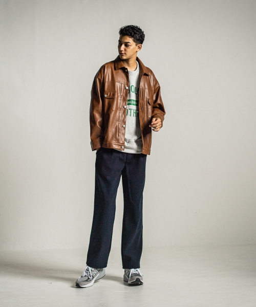 MELTON WIDE TUCK PANTS