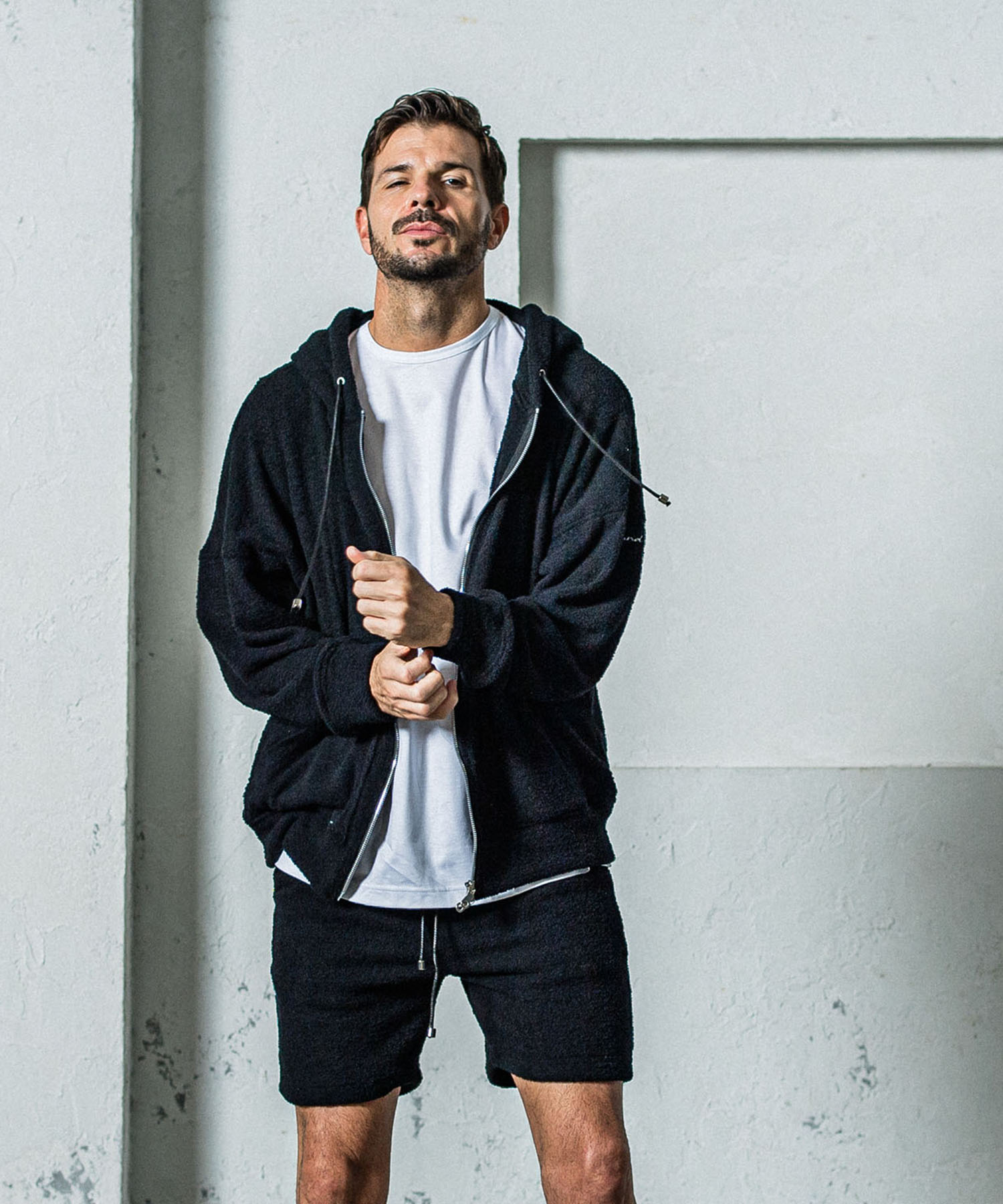 MOLE YARN PILE zip loose hoodie