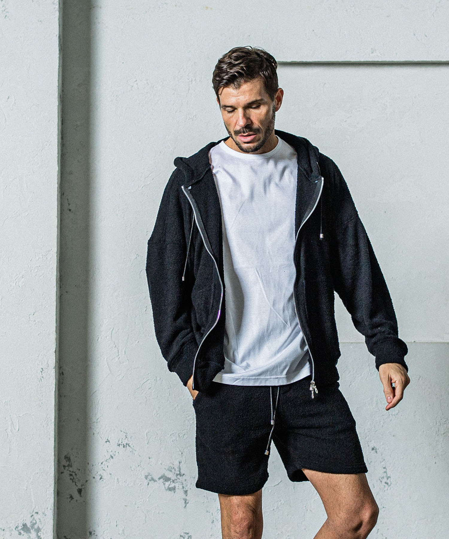 MOLE YARN PILE zip loose hoodie