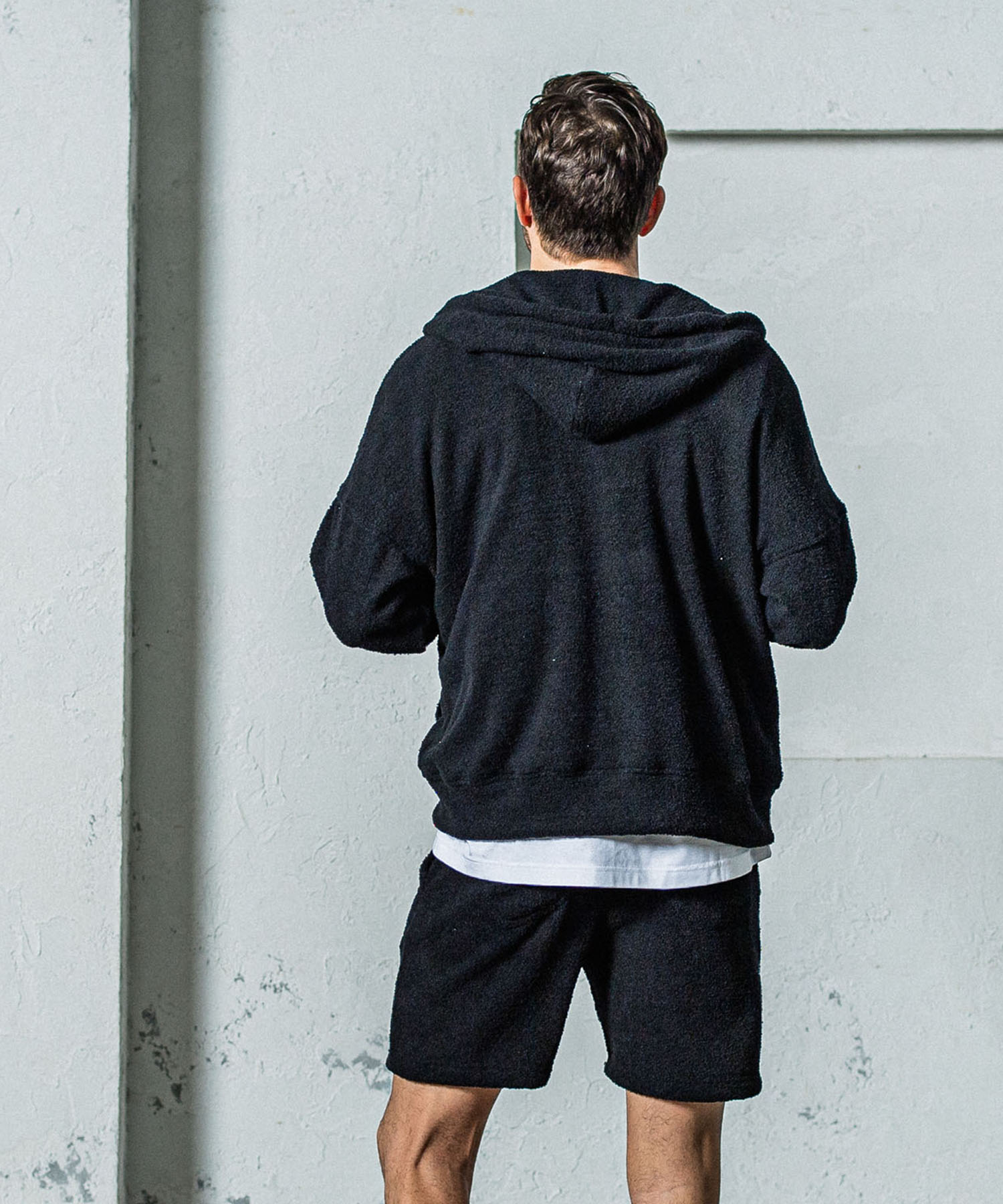 MOLE YARN PILE zip loose hoodie