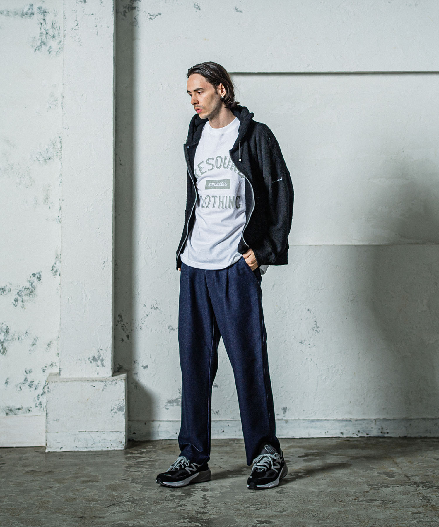 MOLE YARN PILE zip loose hoodie