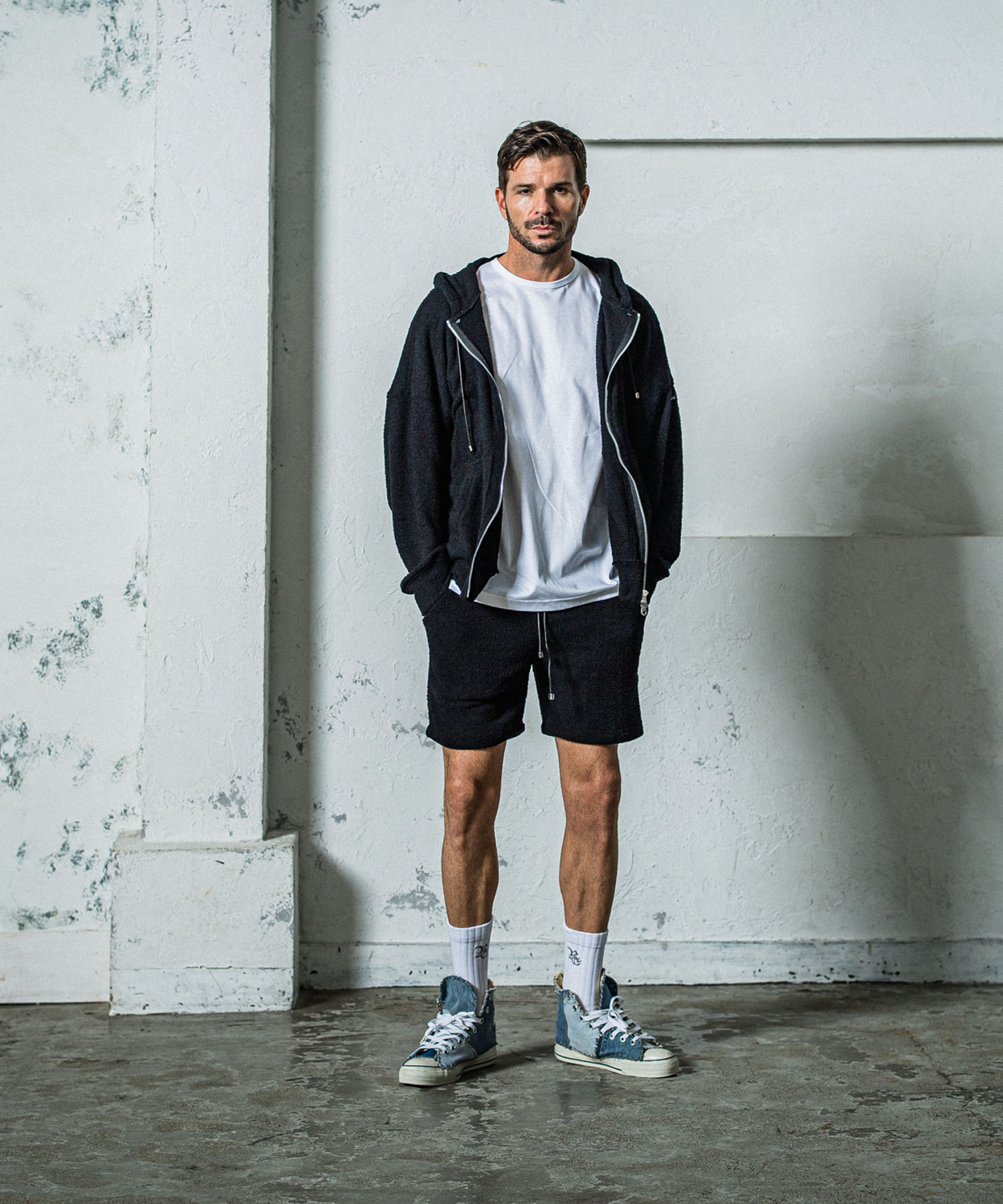 MOLE YARN PILE zip loose hoodie