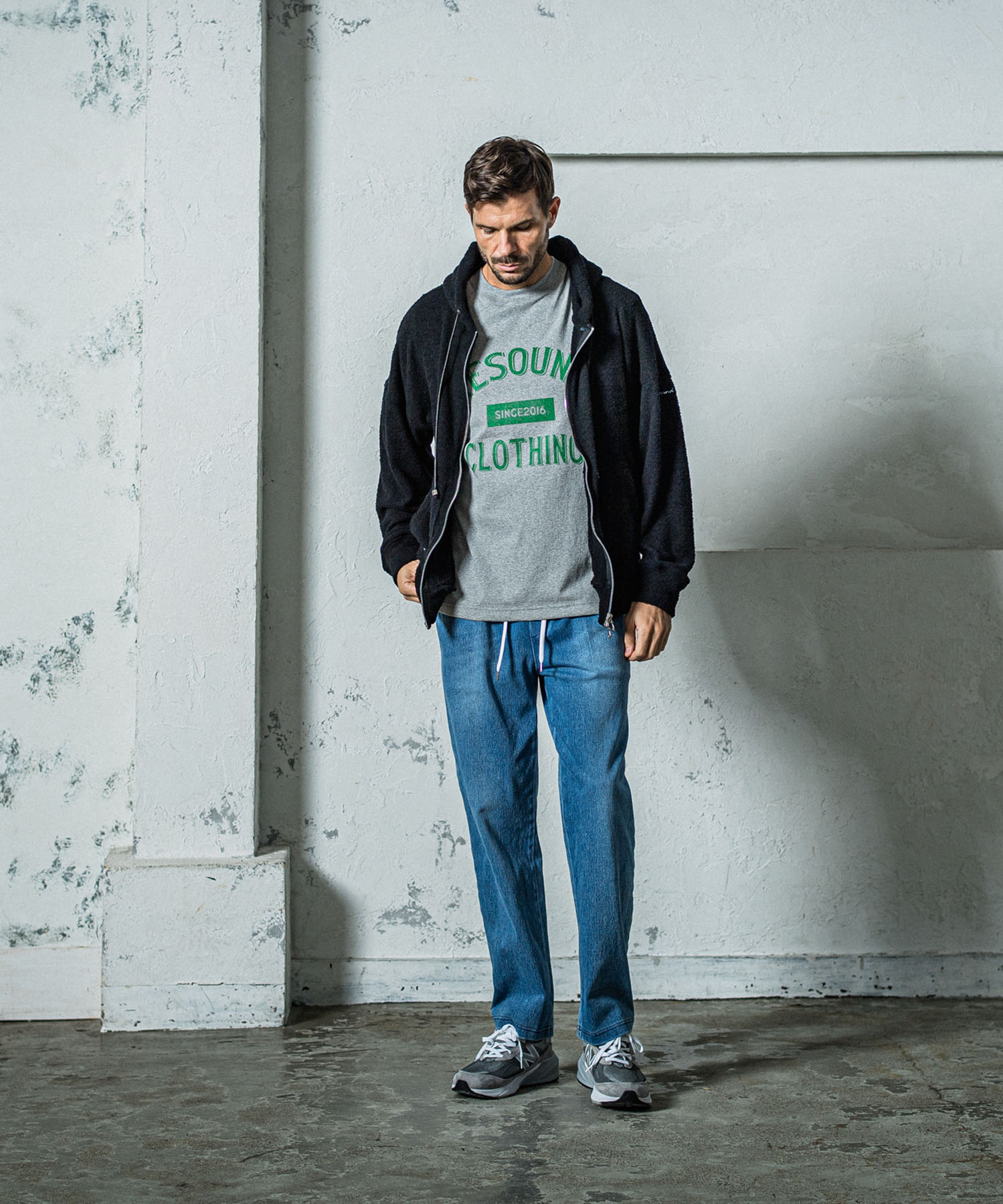 MOLE YARN PILE zip loose hoodie