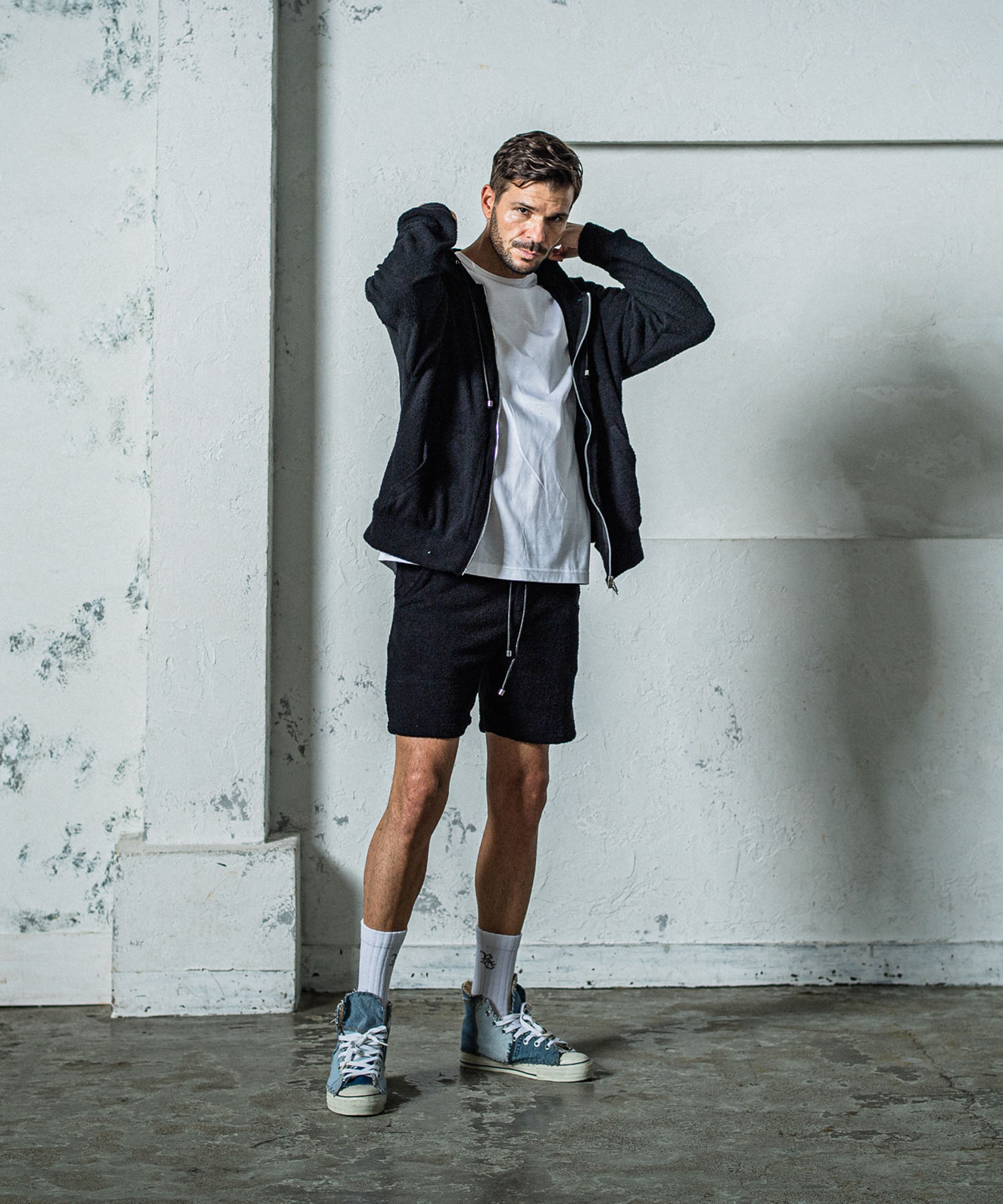 MOLE YARN PILE zip loose hoodie