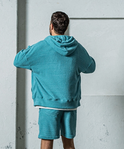 MOLE YARN PILE zip loose hoodie