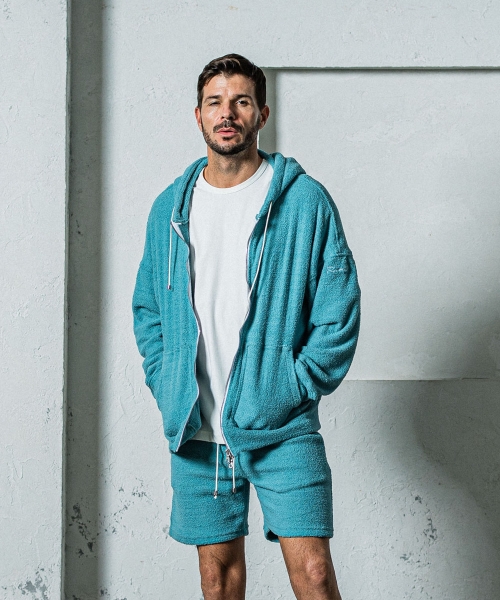 MOLE YARN PILE zip loose hoodie