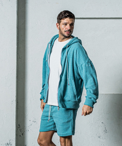 MOLE YARN PILE zip loose hoodie