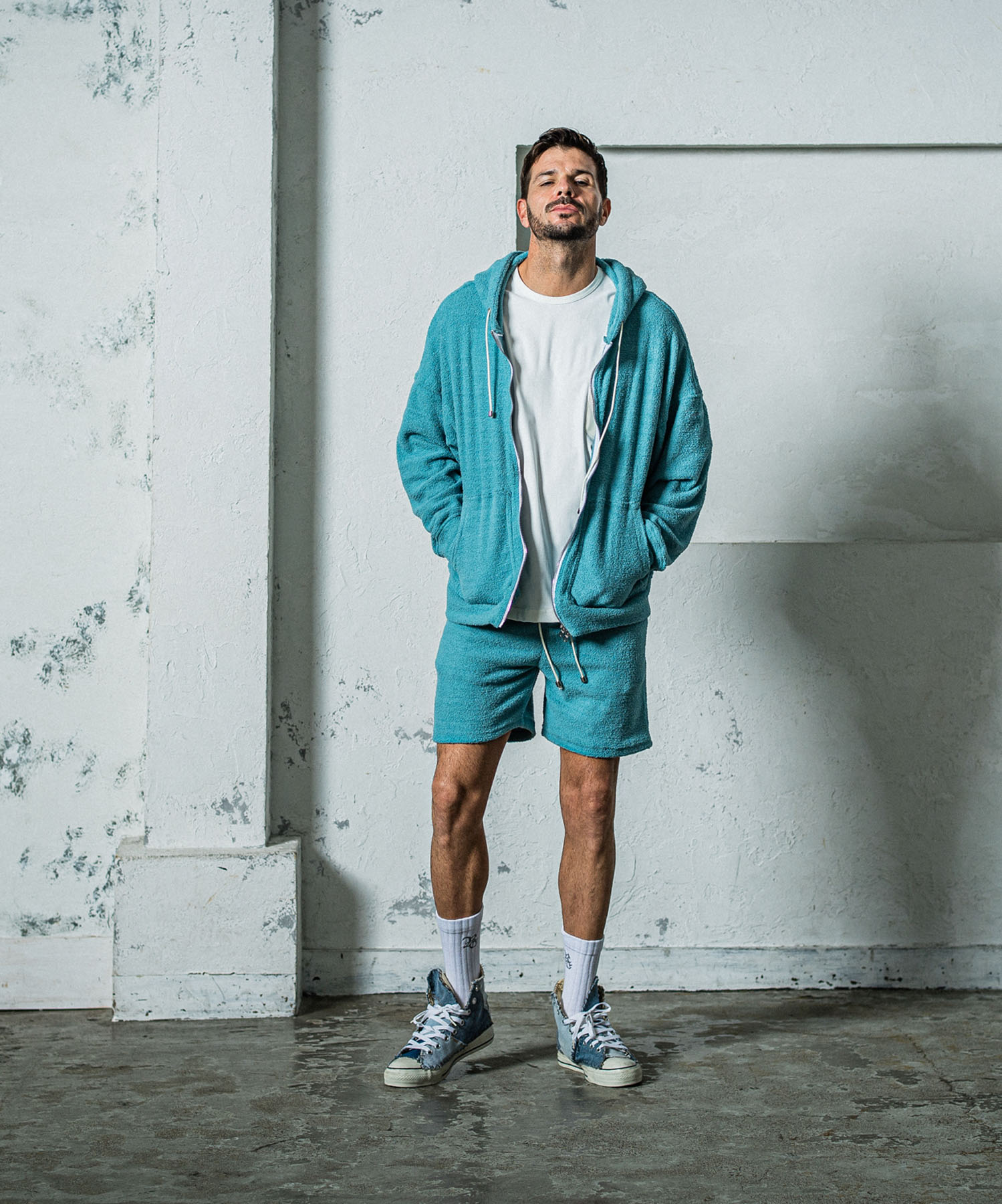 MOLE YARN PILE zip loose hoodie