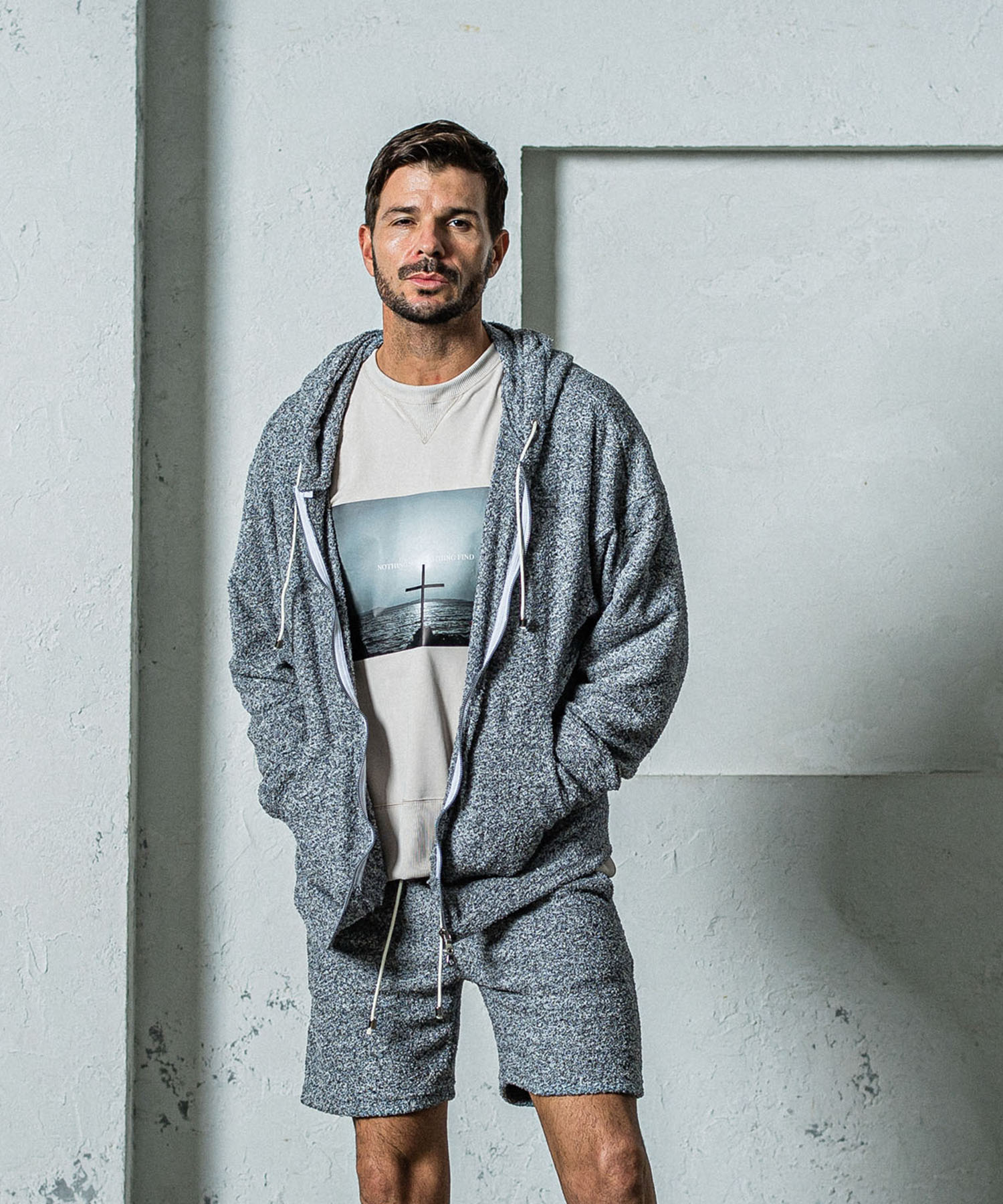 MOLE YARN PILE zip loose hoodie