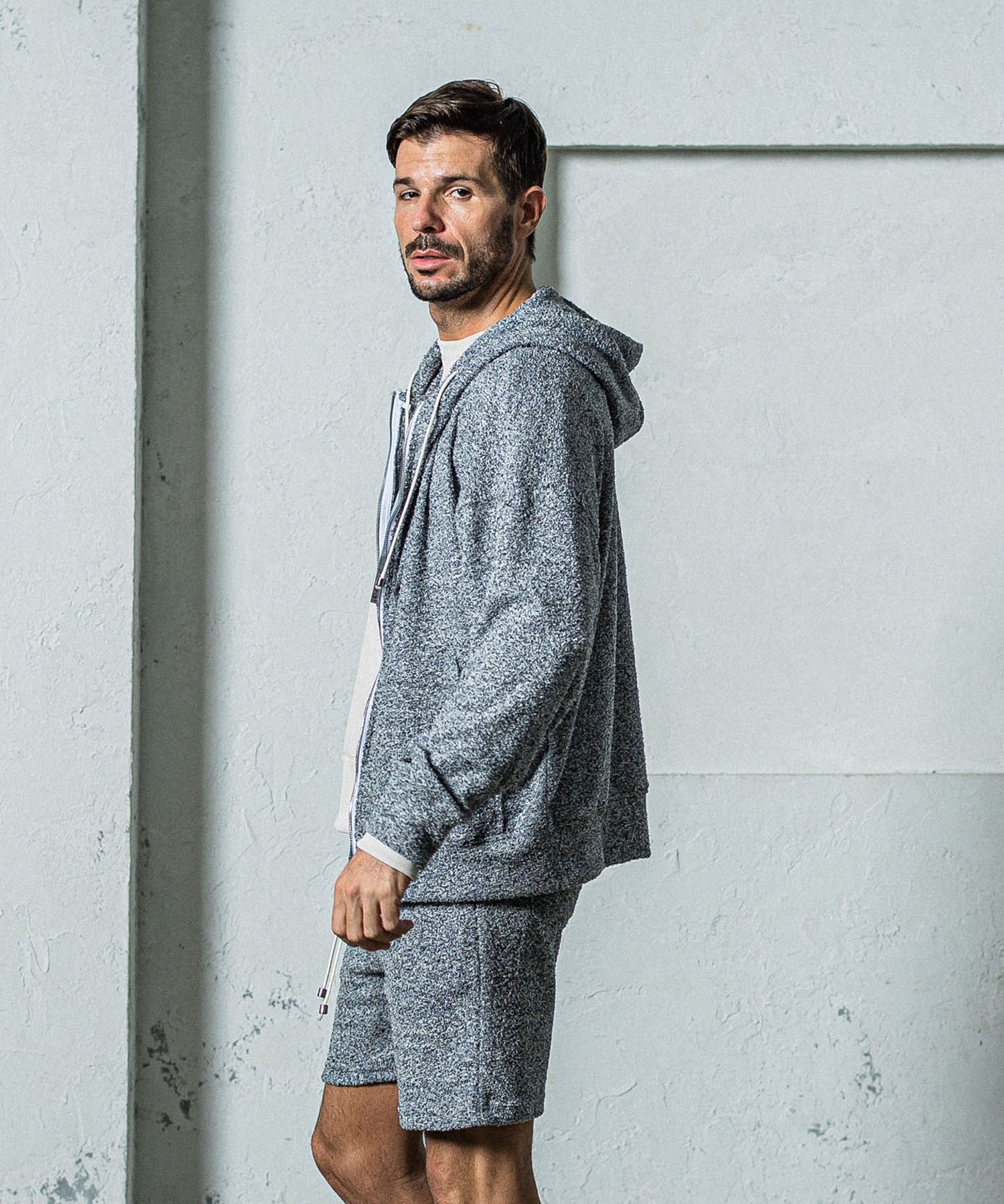 MOLE YARN PILE zip loose hoodie