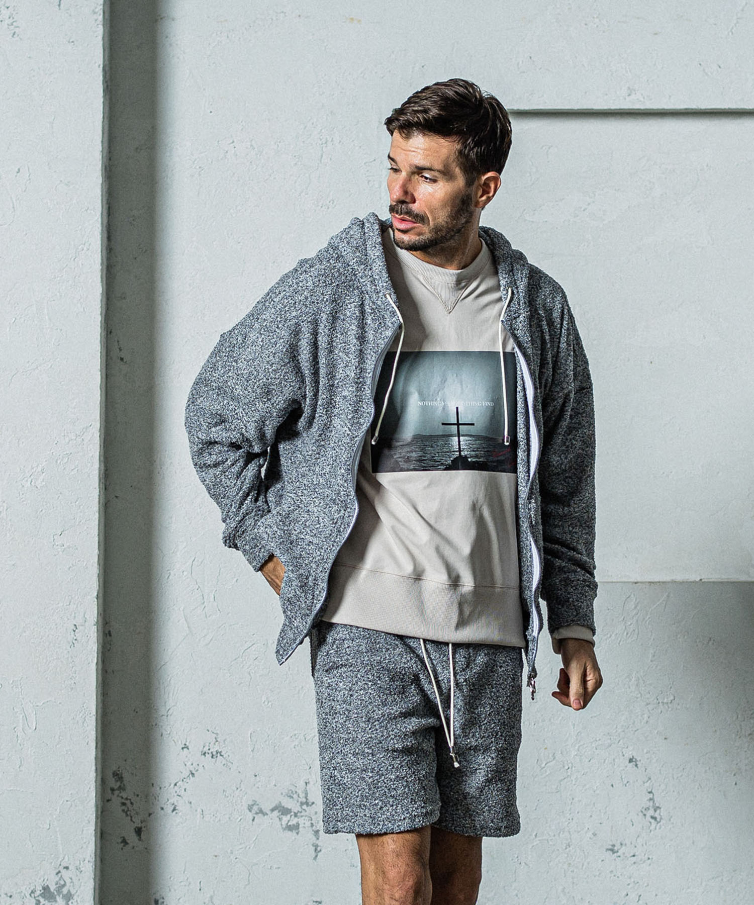 MOLE YARN PILE zip loose hoodie