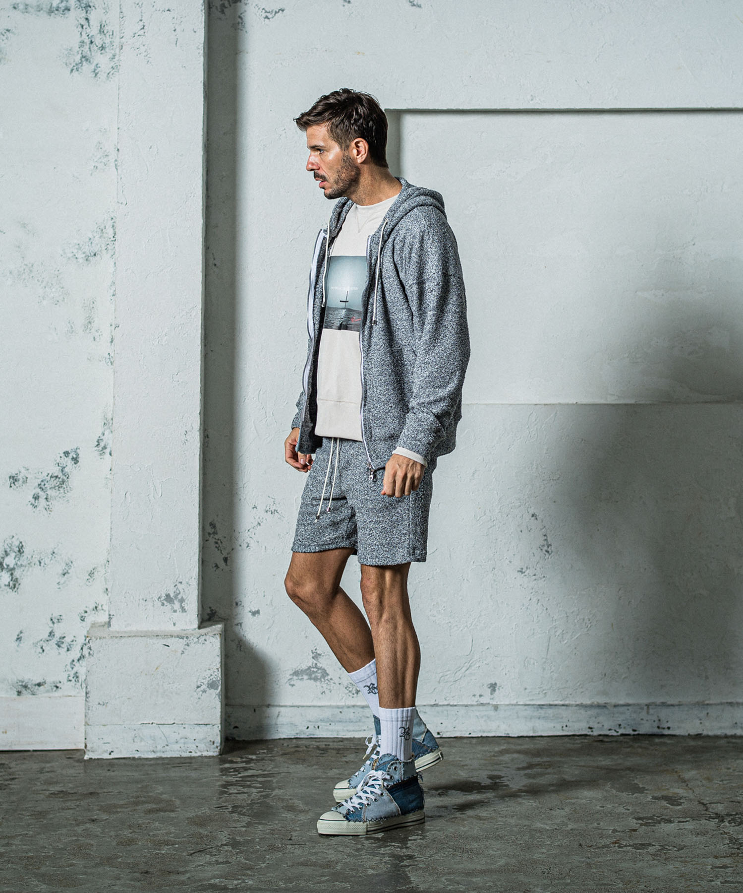 MOLE YARN PILE zip loose hoodie