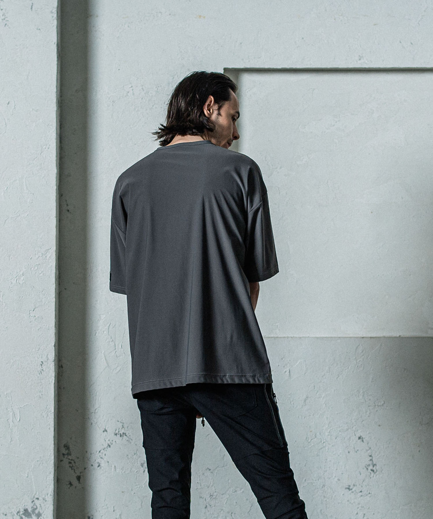 leather pocket overnylon T