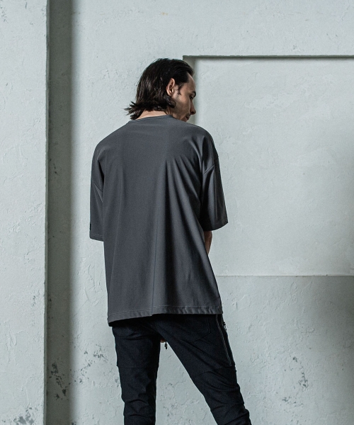 leather pocket overnylon T