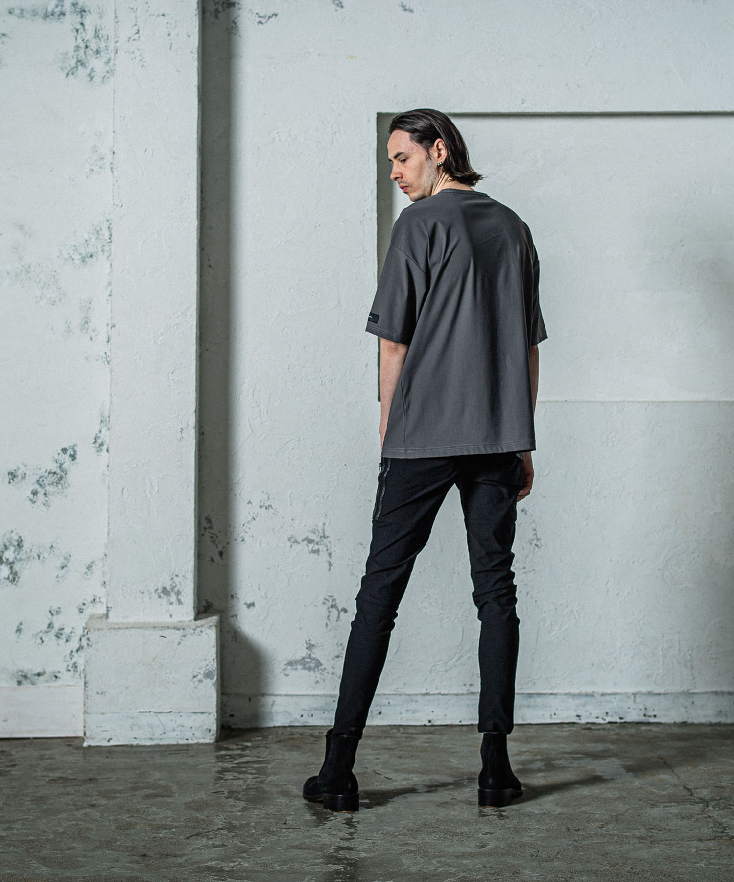 leather pocket overnylon T